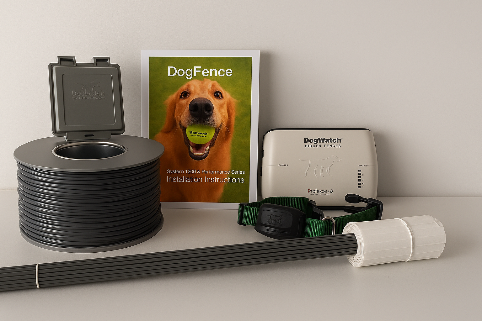 Electronic dog fence system installed on rural UK property