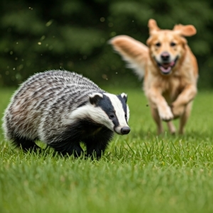 Badger being chased by dpg