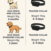 Battery life comparison between electronic dog fence collars and GPS tracker collars for small and large dogs