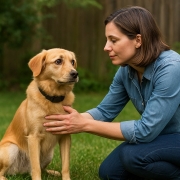 dogfence-nervous-dog-training are electric fences OK for nervous dogs gentle training with owner in garden