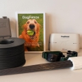 DIY dog fence kit with underground wire, training flags, and receiver collar