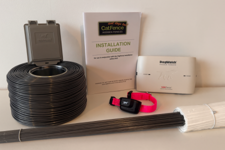 CatFence invisible cat containment system with mini cat collar and transmitter for safe gardens