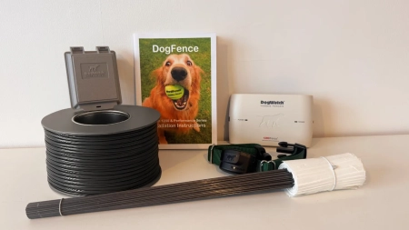 ProFence 1200 electronic dog fence kit with cable, collar, transmitter and training flags