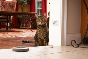 Indoor cat fence unit MB2 wireless and wired indoor cat fence preventing a cat from accessing a doorway