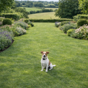 Terrier is secure garden with out ugly fencing to spoil the view