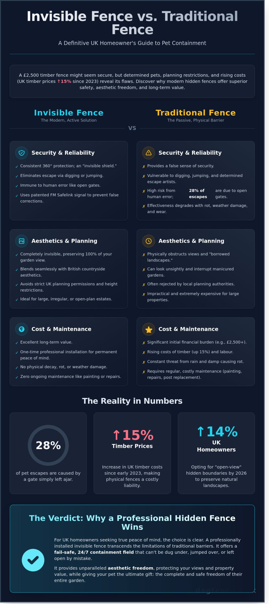 Invisible Fence vs Traditional Fence: Which is Best for Your UK Garden? - Infographic