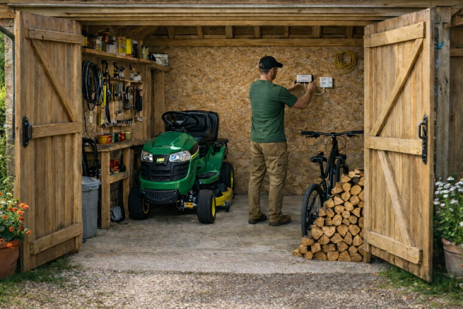 installing the dog fence transmitter into the garage Installing dog fence transmitter inside garage for underground boundary system
