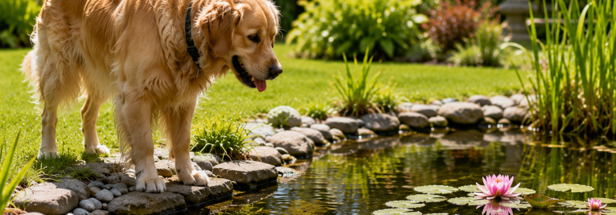 Keep dogs safely away from garden ponds using a hidden dog fence