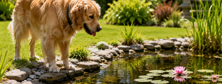 Keep dogs safely away from garden ponds using a hidden dog fence