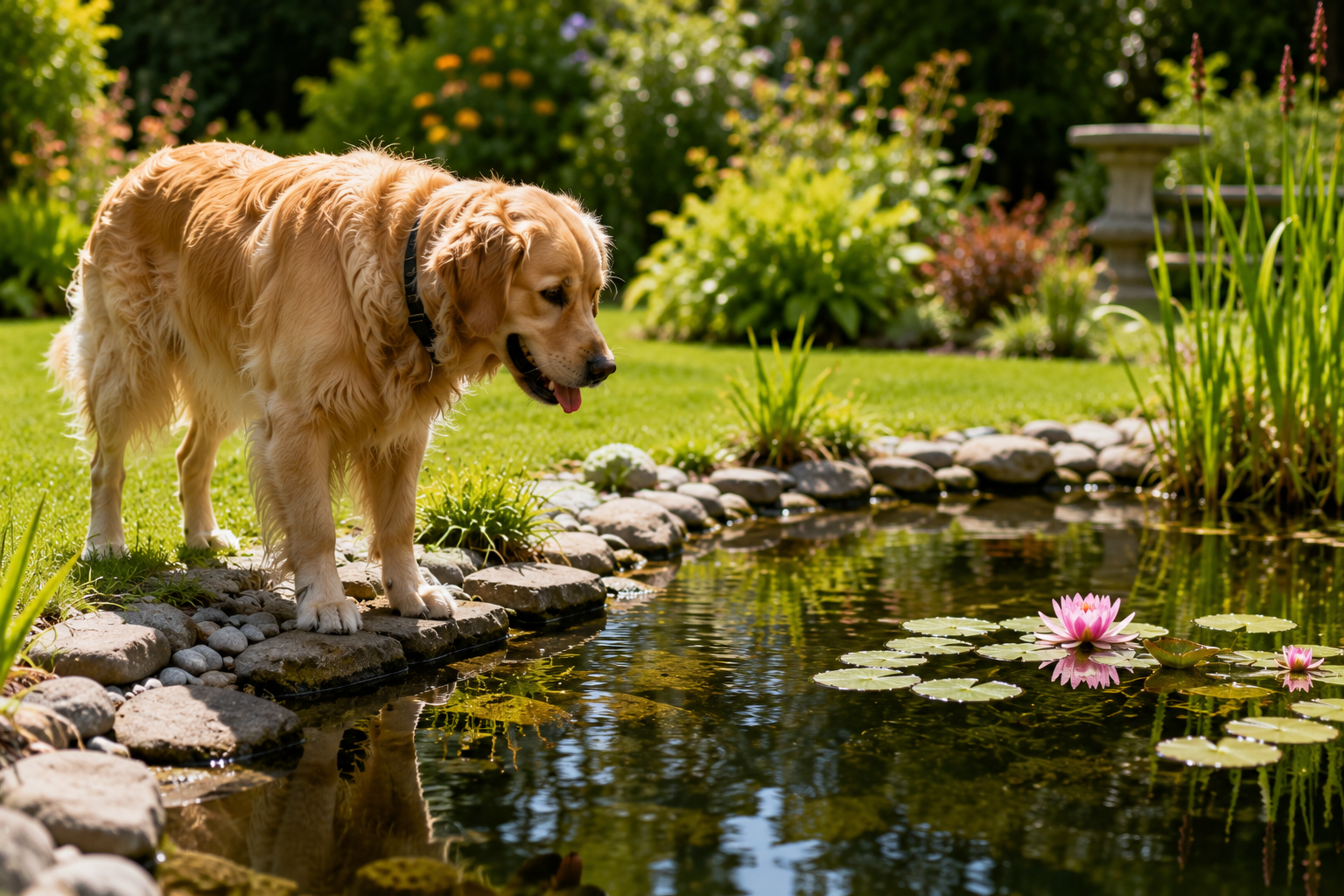 Keep dog away from pond with a hidden dog fence